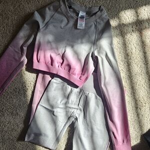 Gymshark Pink and Gray Ombre Activewear Set
